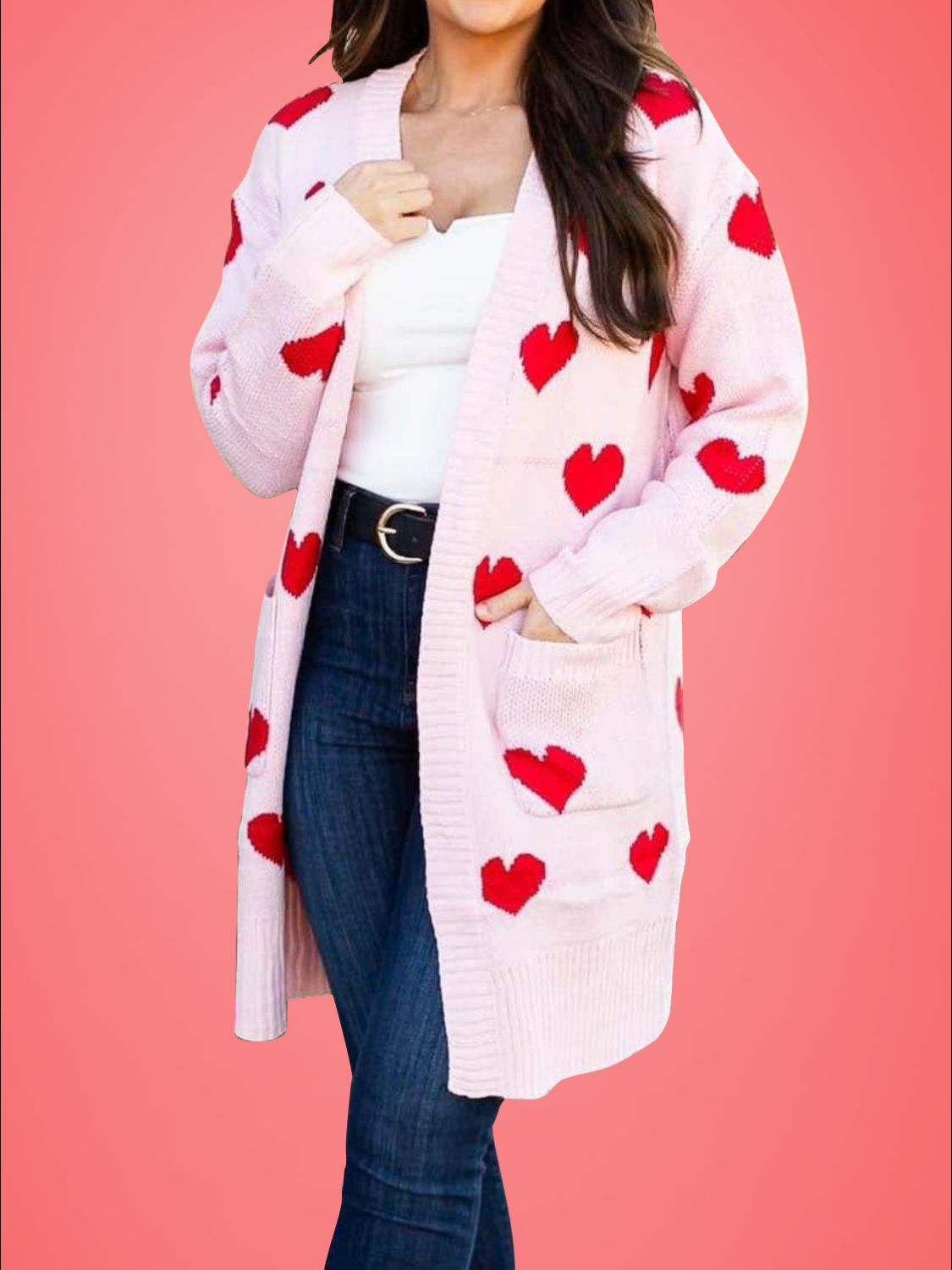 Nuria | Heart-shaped, long-sleeved cardigan with an open front