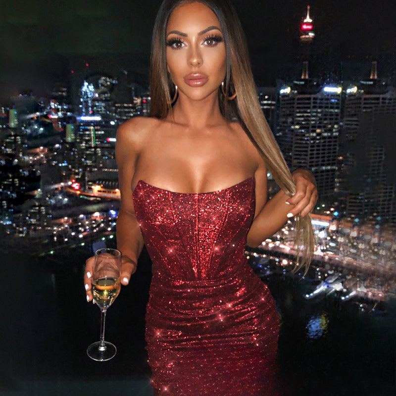 Glamorous Night Club Sexy Bodycon Glitter Party Dress