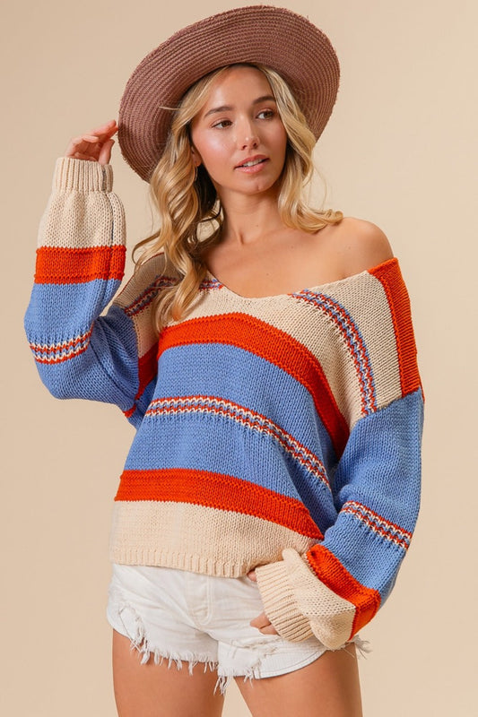 Charlotte | Multicolored striped scoop neck sweater