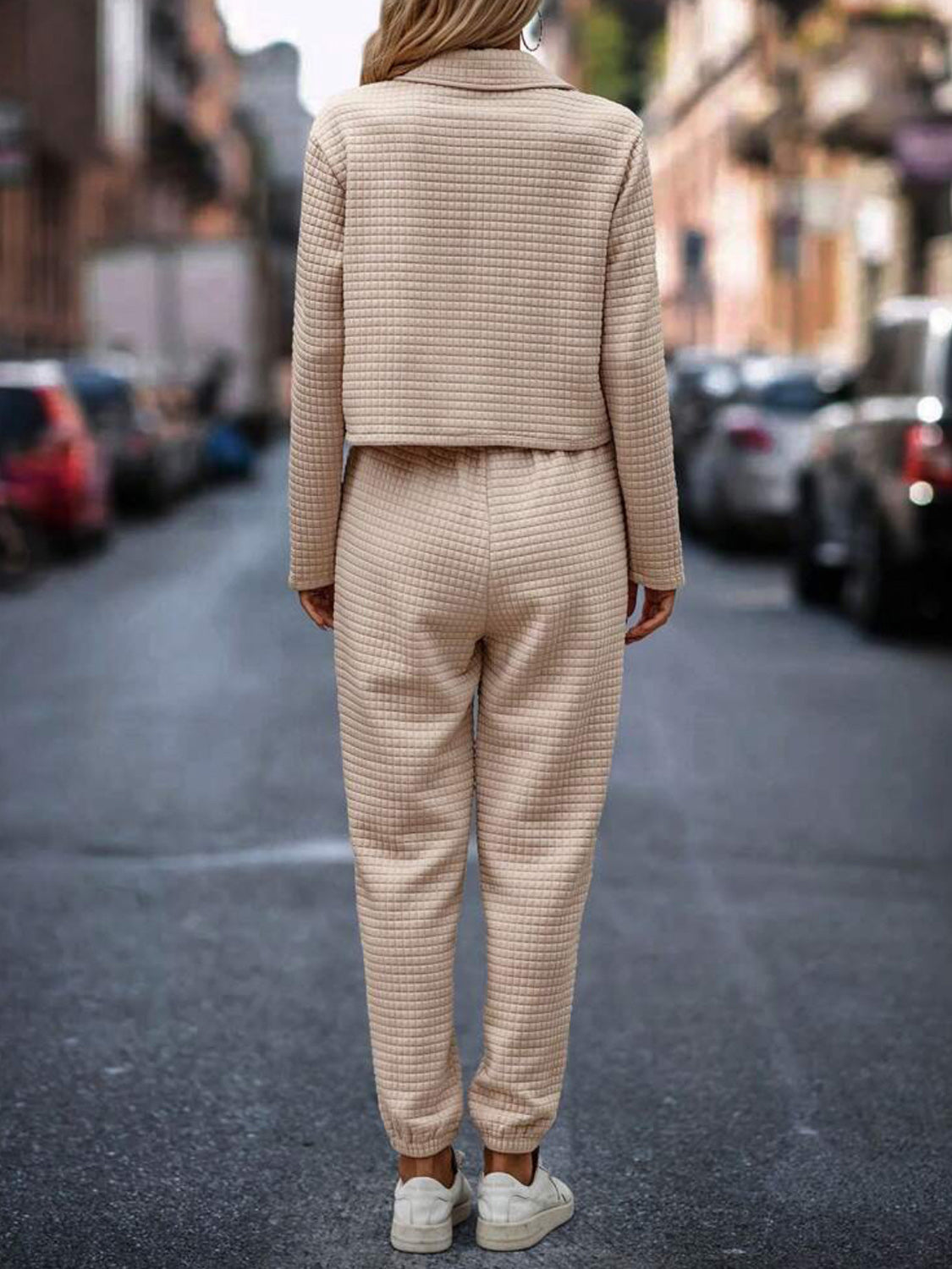 Sandra | Check top and trousers set with snap fasteners
