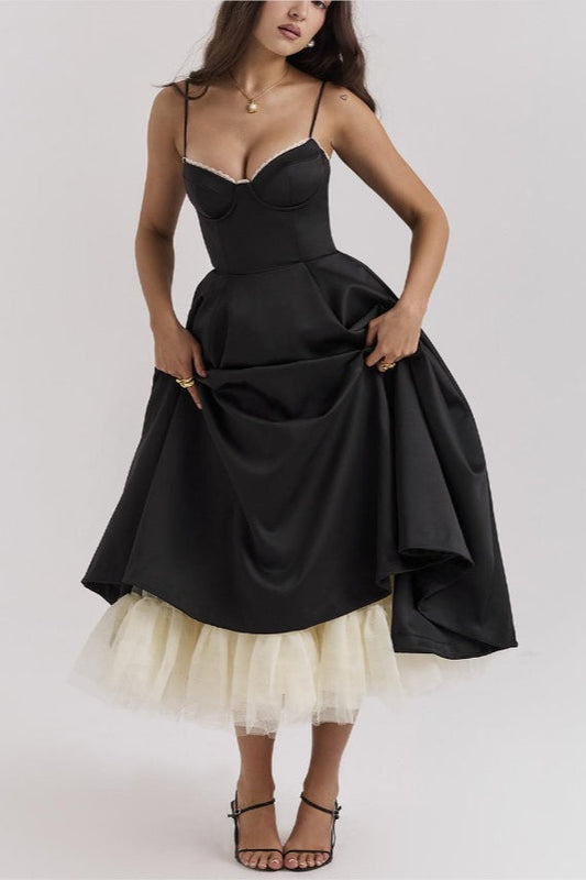 Maxi V-Neck Puff Party Dress