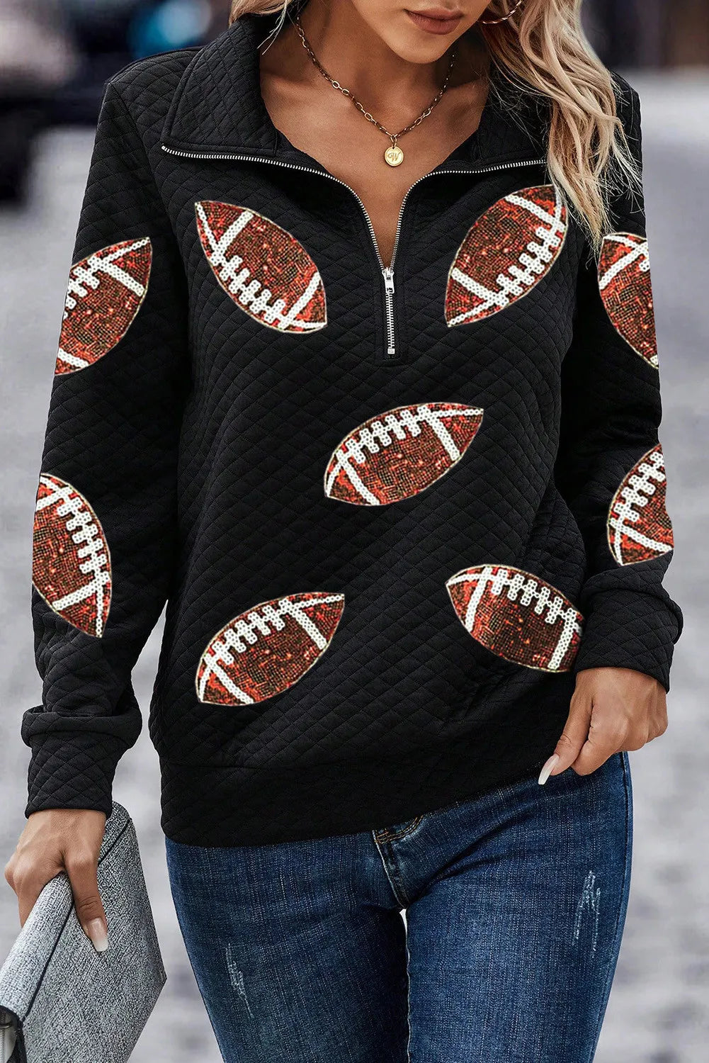 Helena | Sequin football long sleeve sweatshirt