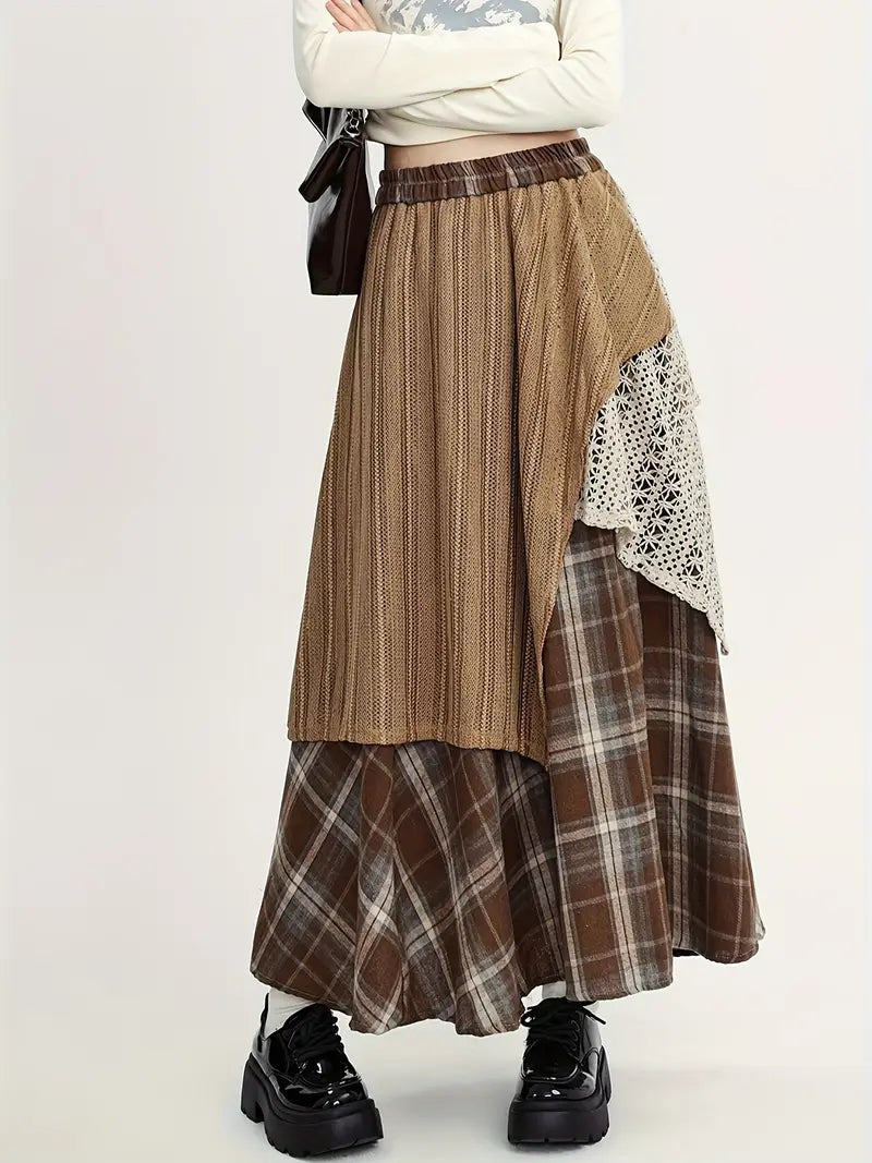 Martina® | Long Boho-Style Plaid Skirt