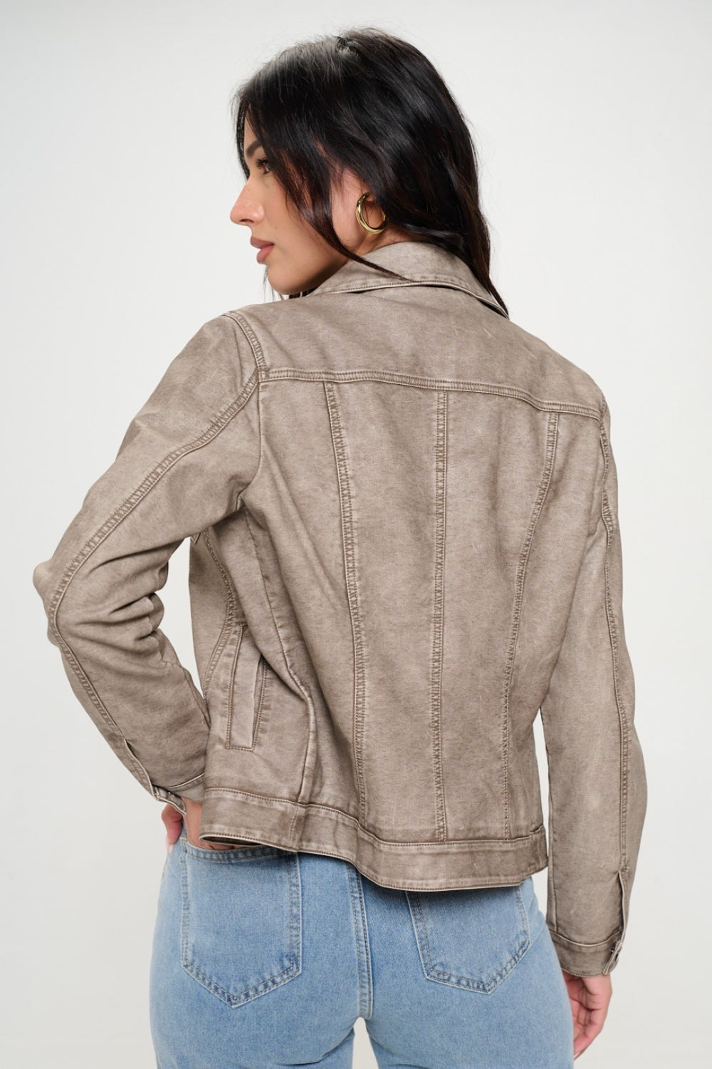 Amelie | Button-down cargo jacket made from vegan leather