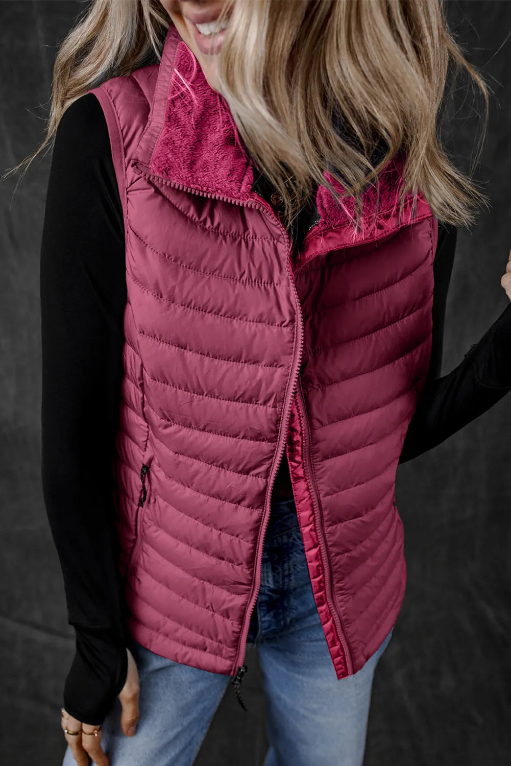 Silvia | Vest coat with zip and pockets