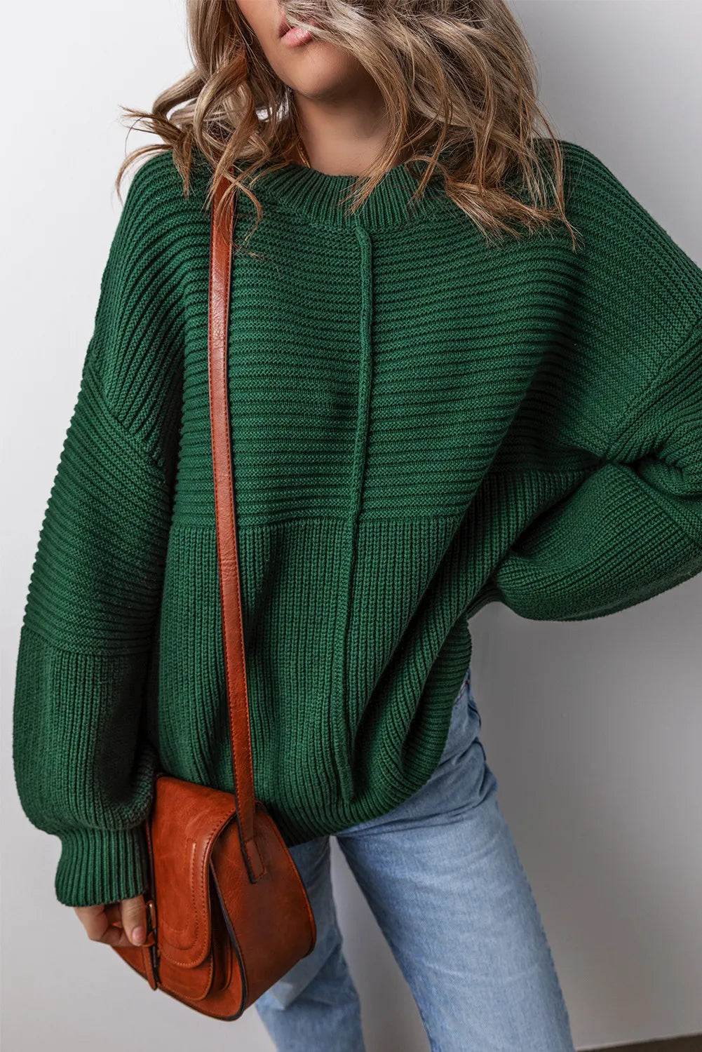 Monica | Round neck sweater with low shoulders