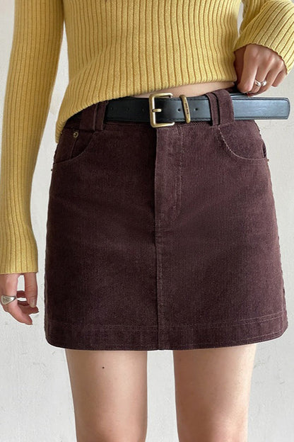 Retro Corduroy A-Line Skirt