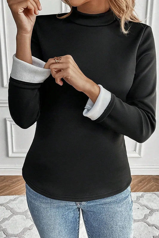 Loretta | Thermo-lined long-sleeved blouse with stand-up collar