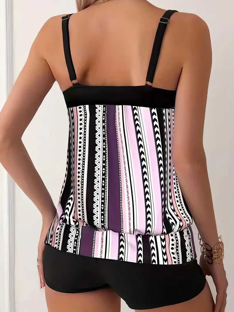 Libby® | Striped Tankini With Print