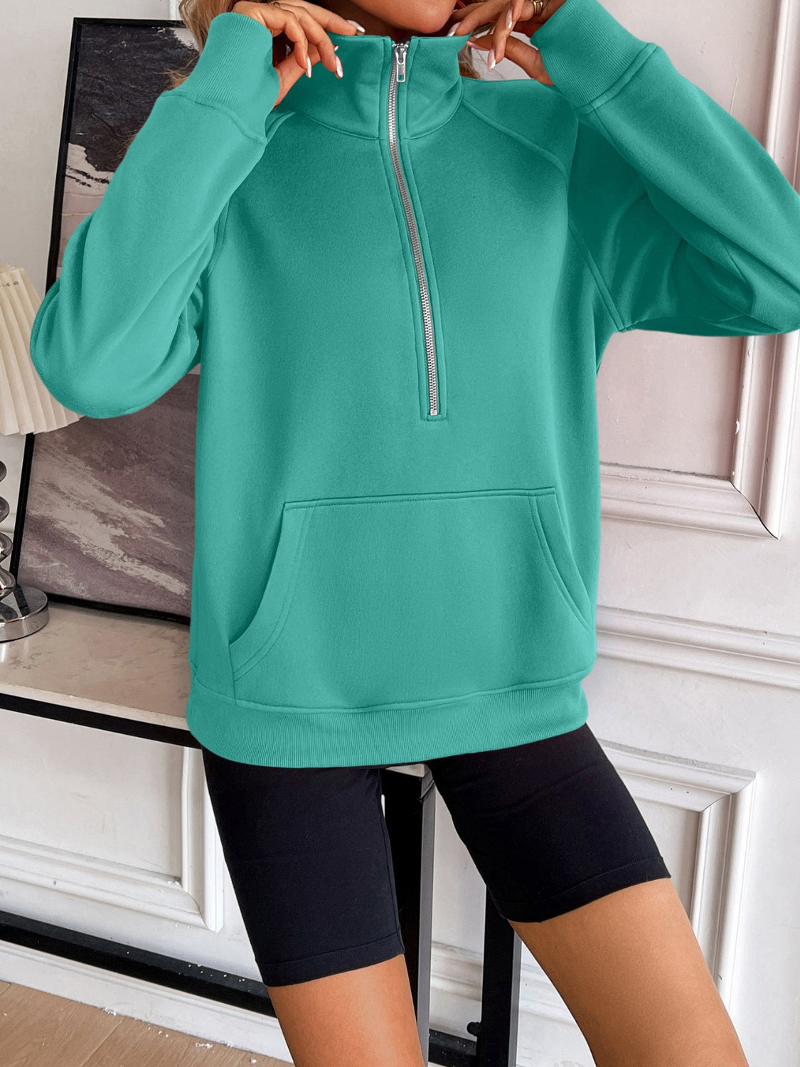 Nina | Ivy Lane half zip sweatshirt with raglan sleeves