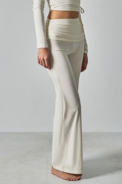 Solid Fitted Foldover Soft Pants