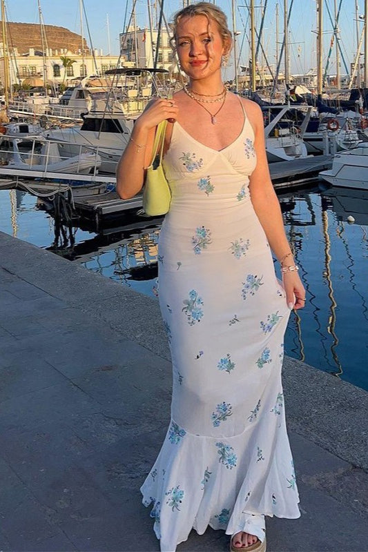 Floral Print Slim Cami Maxi Dress