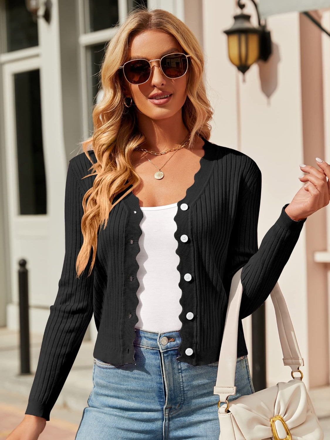 Geraldine | Long sleeve cardigan with buttons