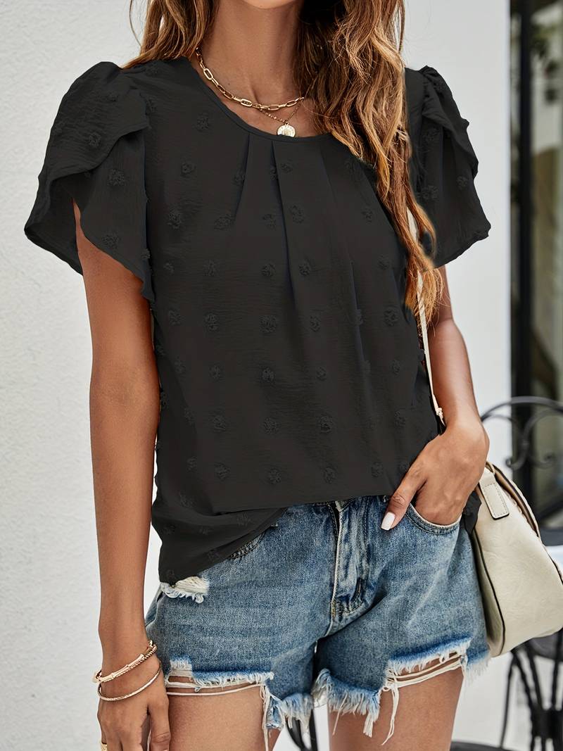 Mónica® | Swiss Dot Blouse With Petal Sleeves