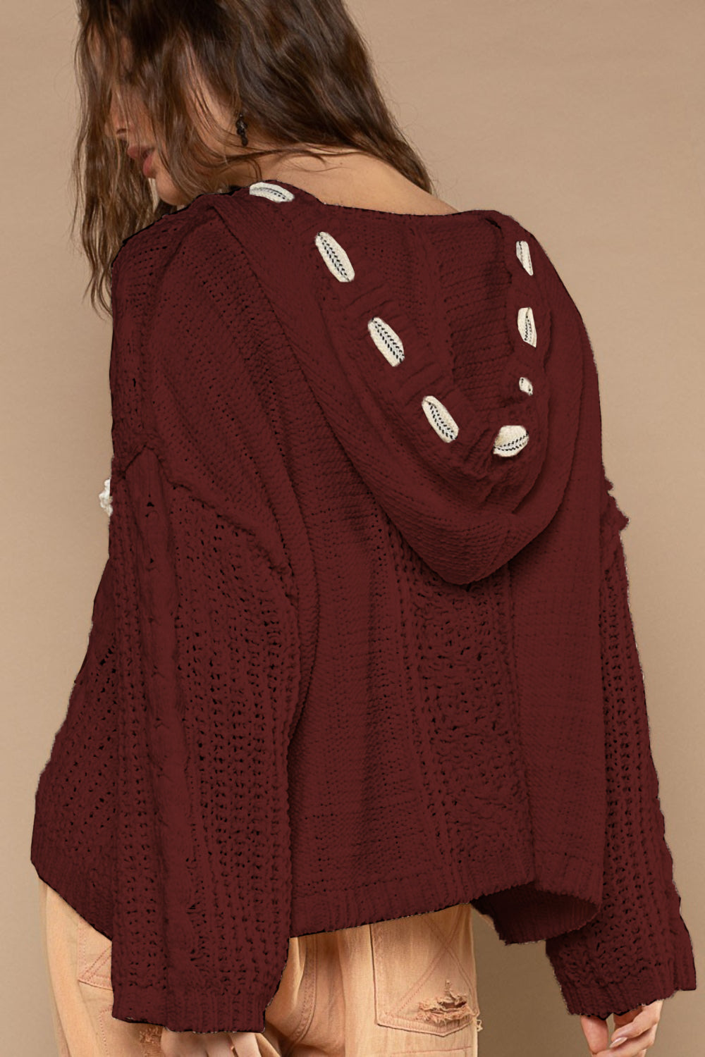 Carolin | Chenille cable knit sweater with hood