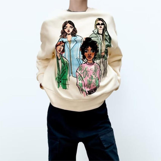 Madelief | Illustrated crew neck sweatshirt for women