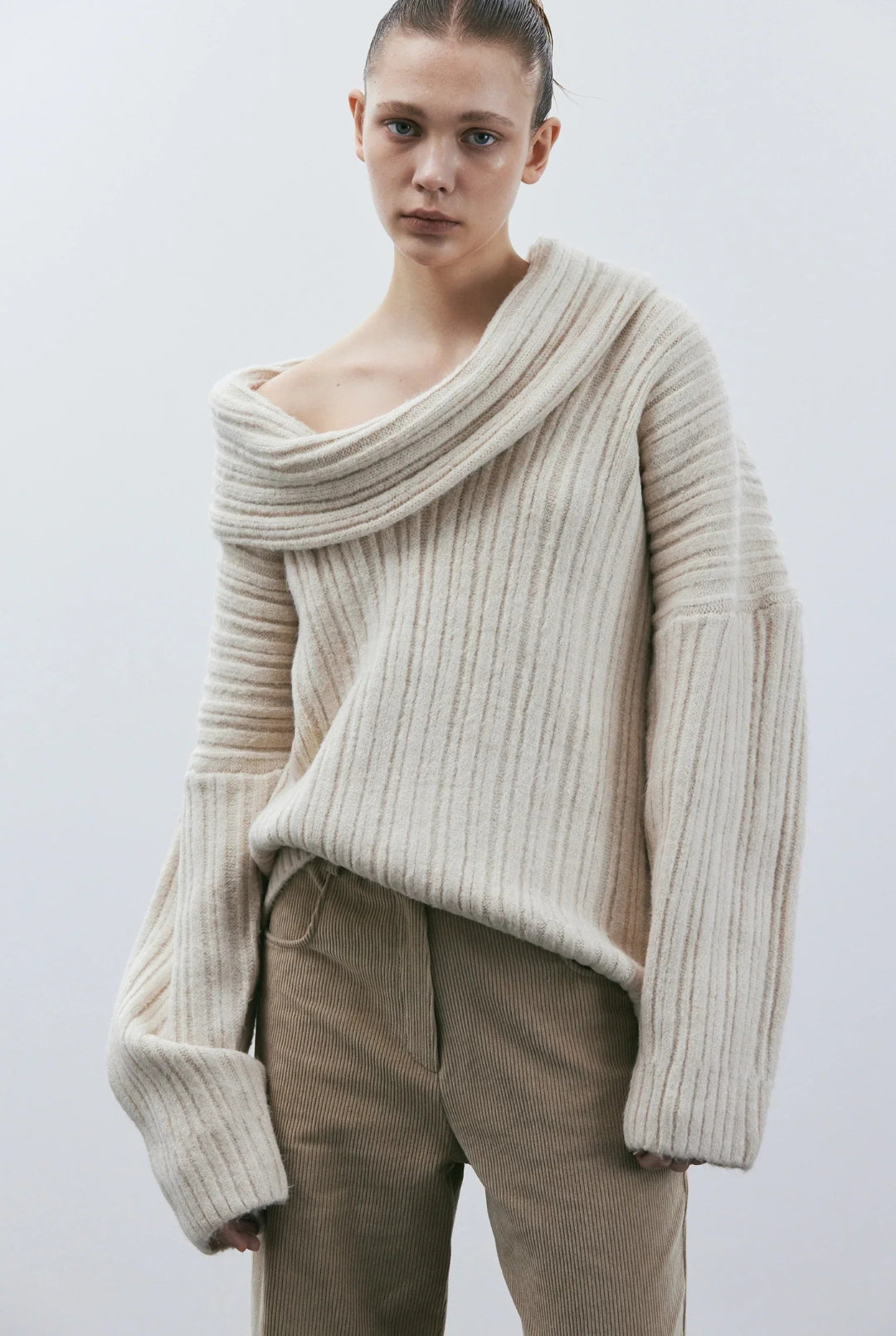 Leire® | Pull oversize for women with rouleau haut Tricoté
