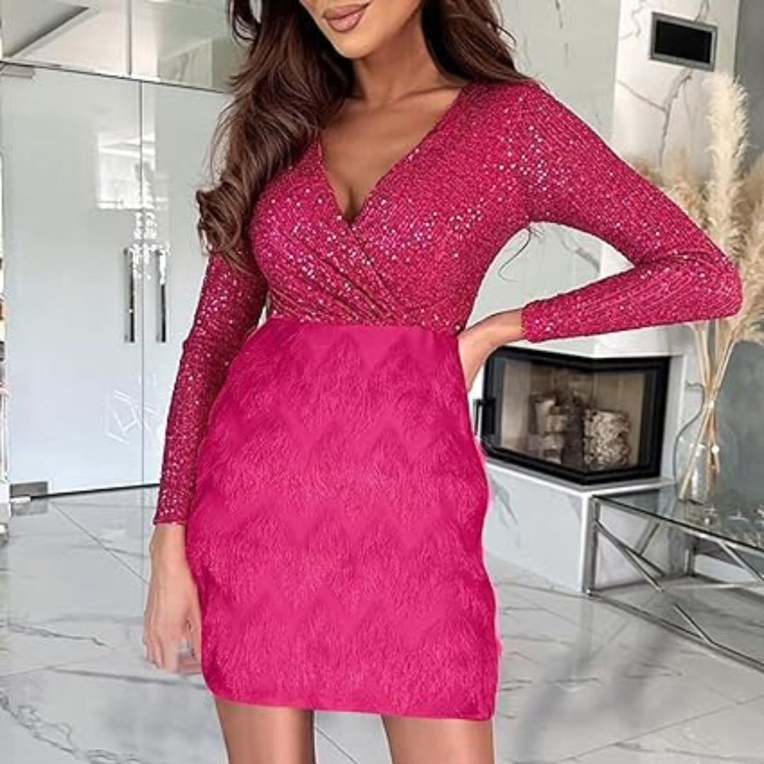 Celia® | Sequin Dress With V-Neck