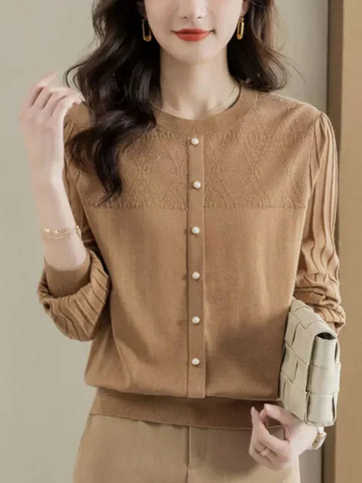 Bryiah® | Long Sleeve Round Neck Blouse