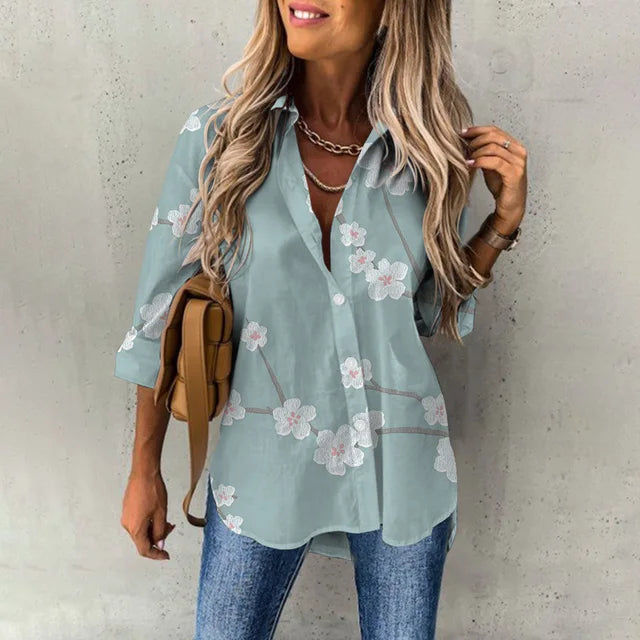 Melina® | Casual, Loose Long-Sleeved Blouse With A Floral Pattern