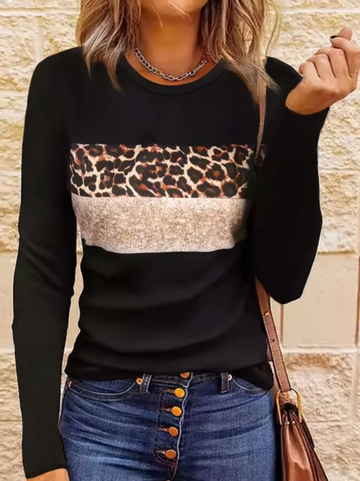 Guadalupe | Long sleeve leopard print t-shirt