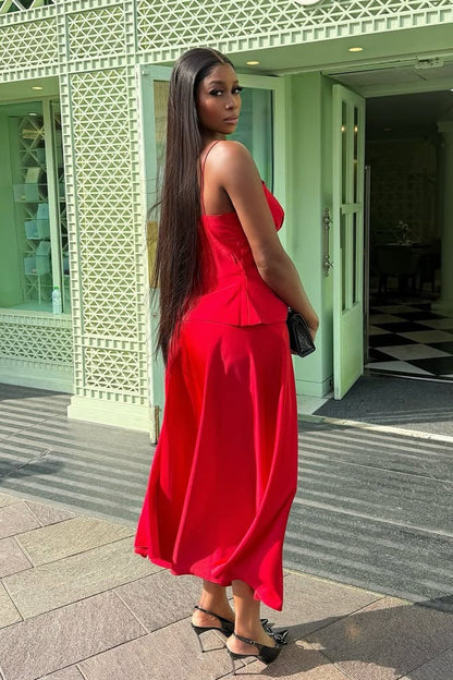 Chic Tie Cami High Waist Skirt Set