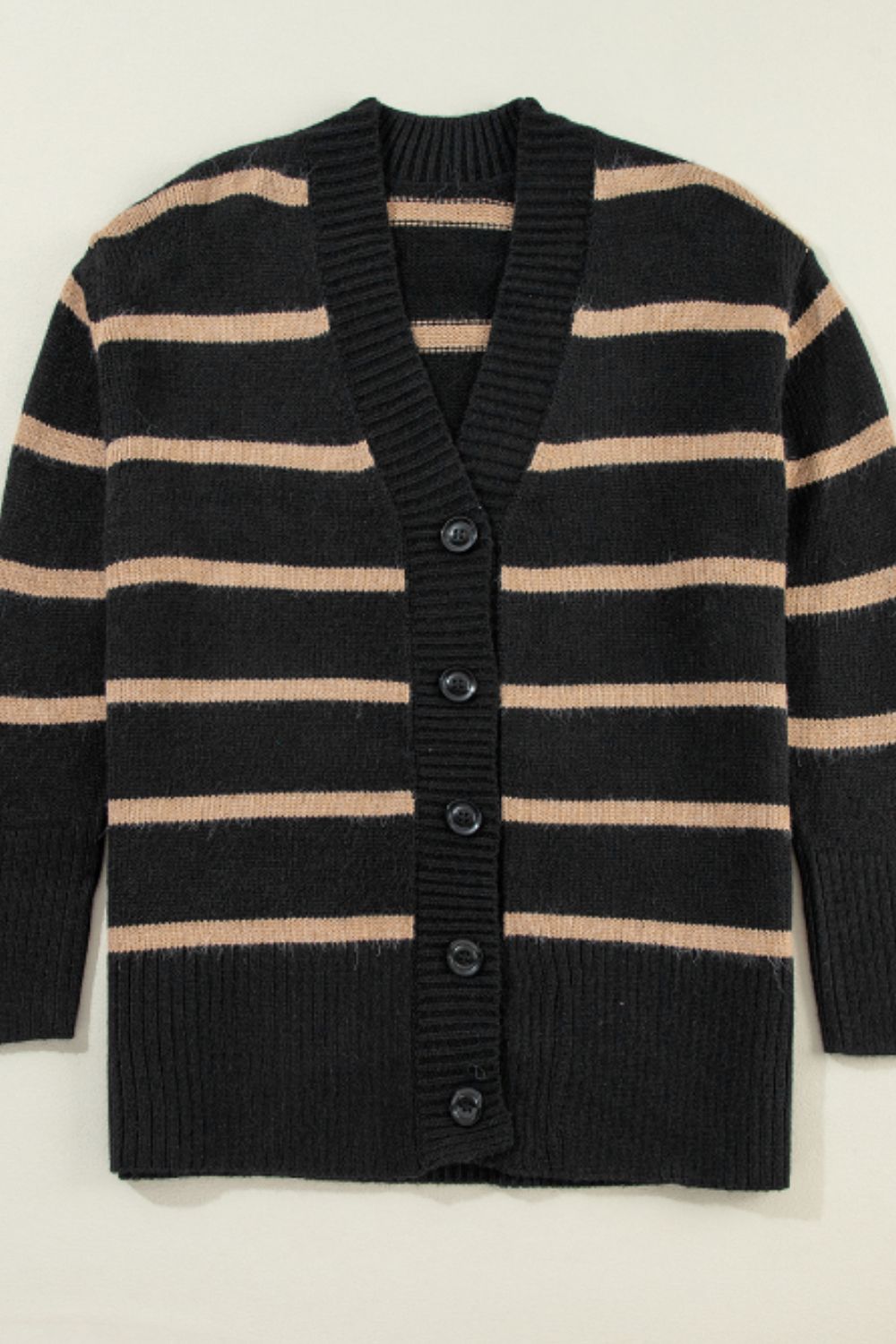 Renata | Striped, long-sleeved cardigan with button placket