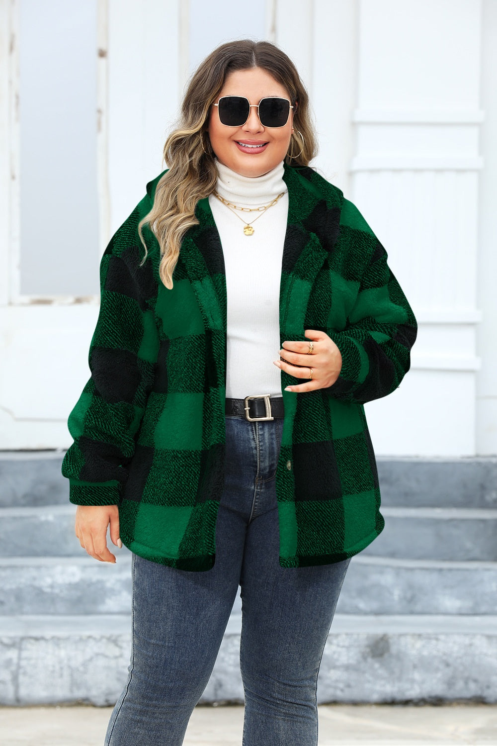 Isadora | Oversized checked hoodie with buttons