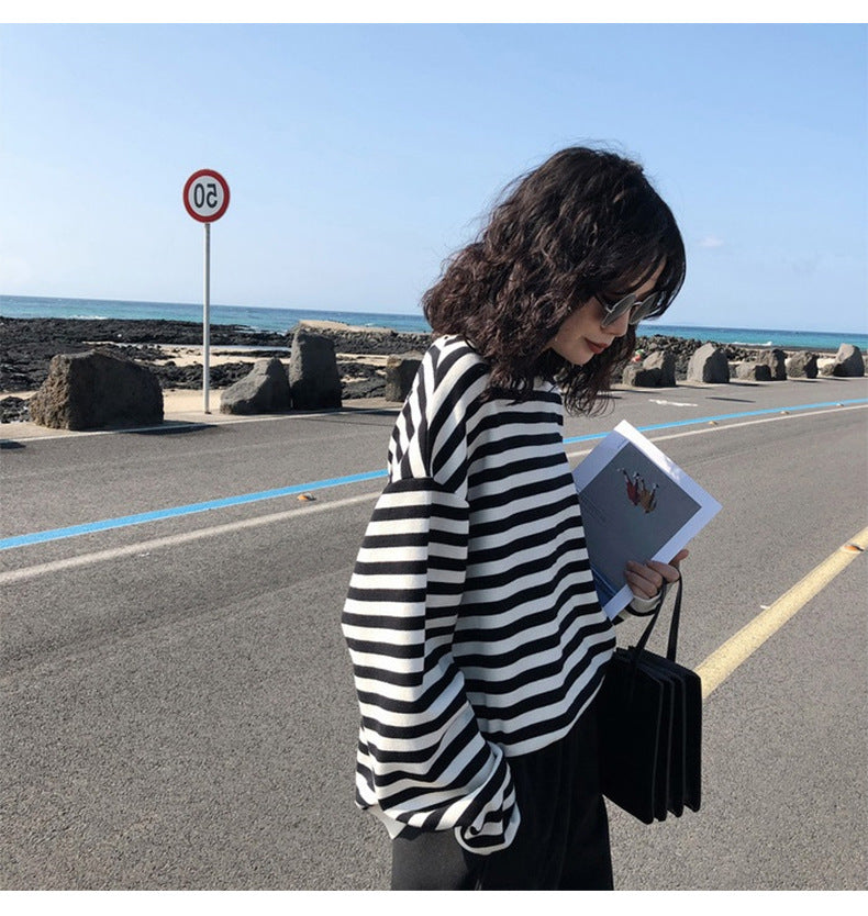 Vanessa | Retro striped long sleeve blouse