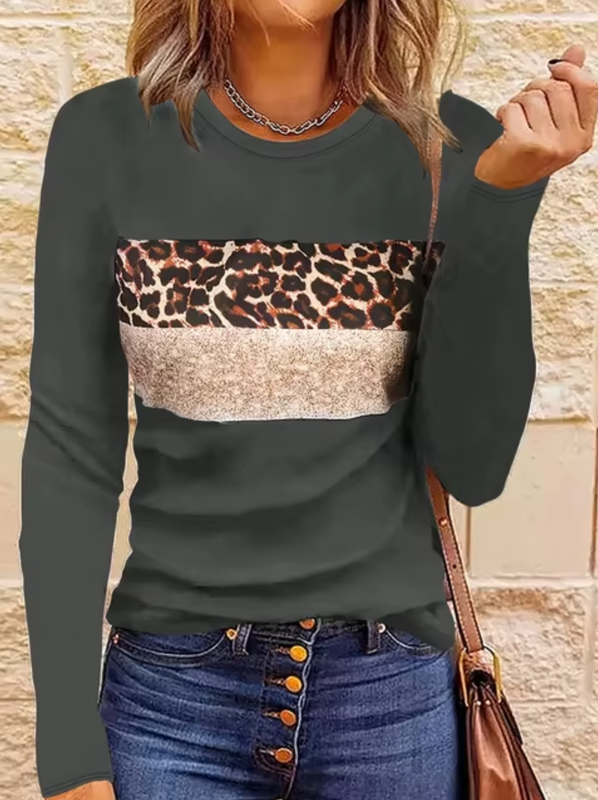 Guadalupe | Long sleeve leopard print t-shirt