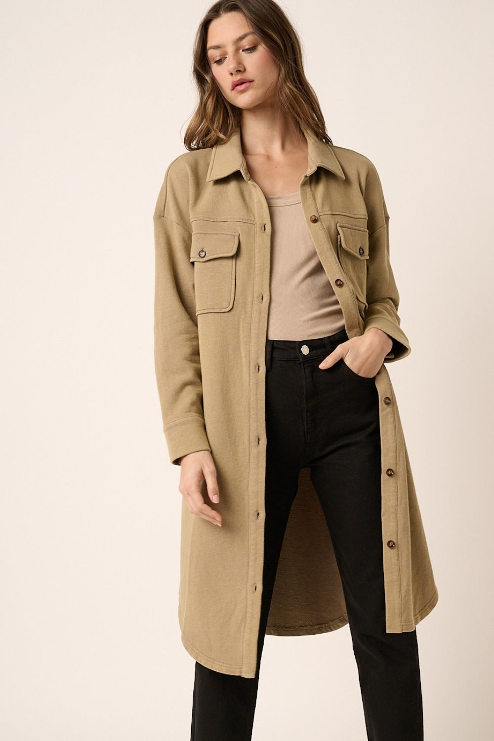Inga | Mittoshop Acid Wash French Terry Longline Jacket