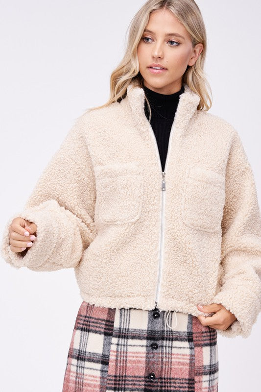 Gabrielle | SHERPA JACKET WITH FRONT POCKETS