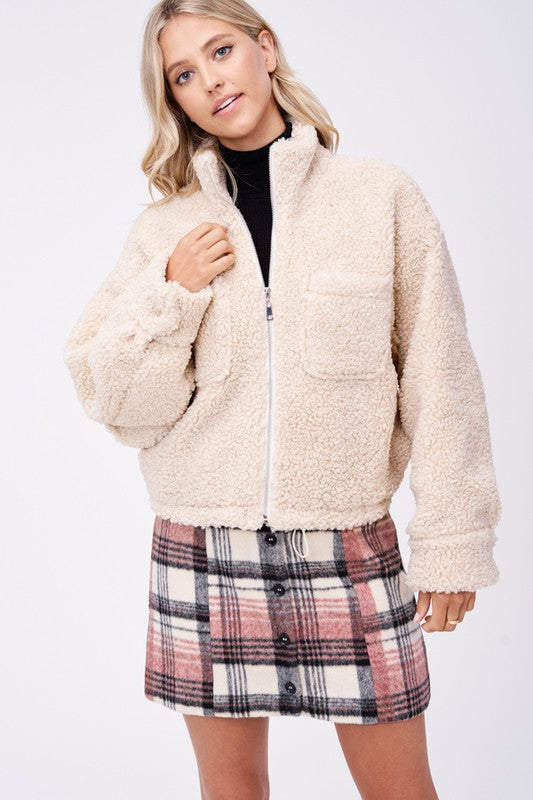 Gabrielle | SHERPA JACKET WITH FRONT POCKETS