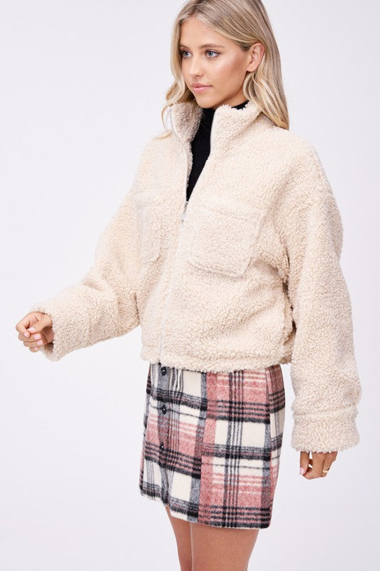 Gabrielle | SHERPA JACKET WITH FRONT POCKETS