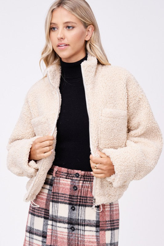 Gabrielle | SHERPA JACKET WITH FRONT POCKETS