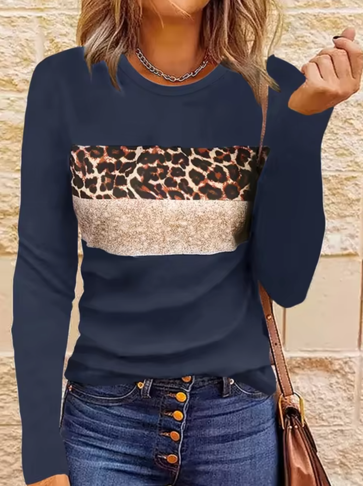 Rosario | Long sleeve leopard print t-shirt