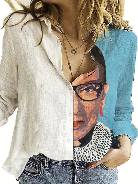 Meghan® | Blouse With Abstract Face Print