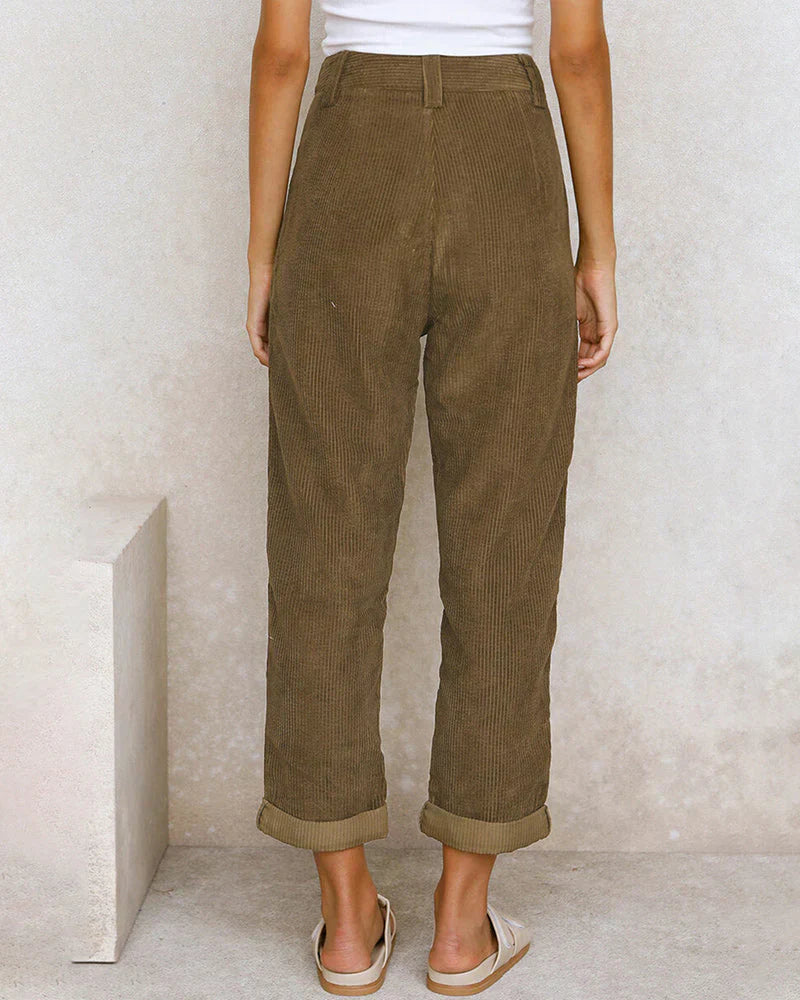 Fabiana® | High-Waisted Cotton Corduroy Pants