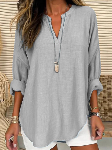 Teresa® | Agnes – Chemise Commuter of high quality with col en V en coton et lin