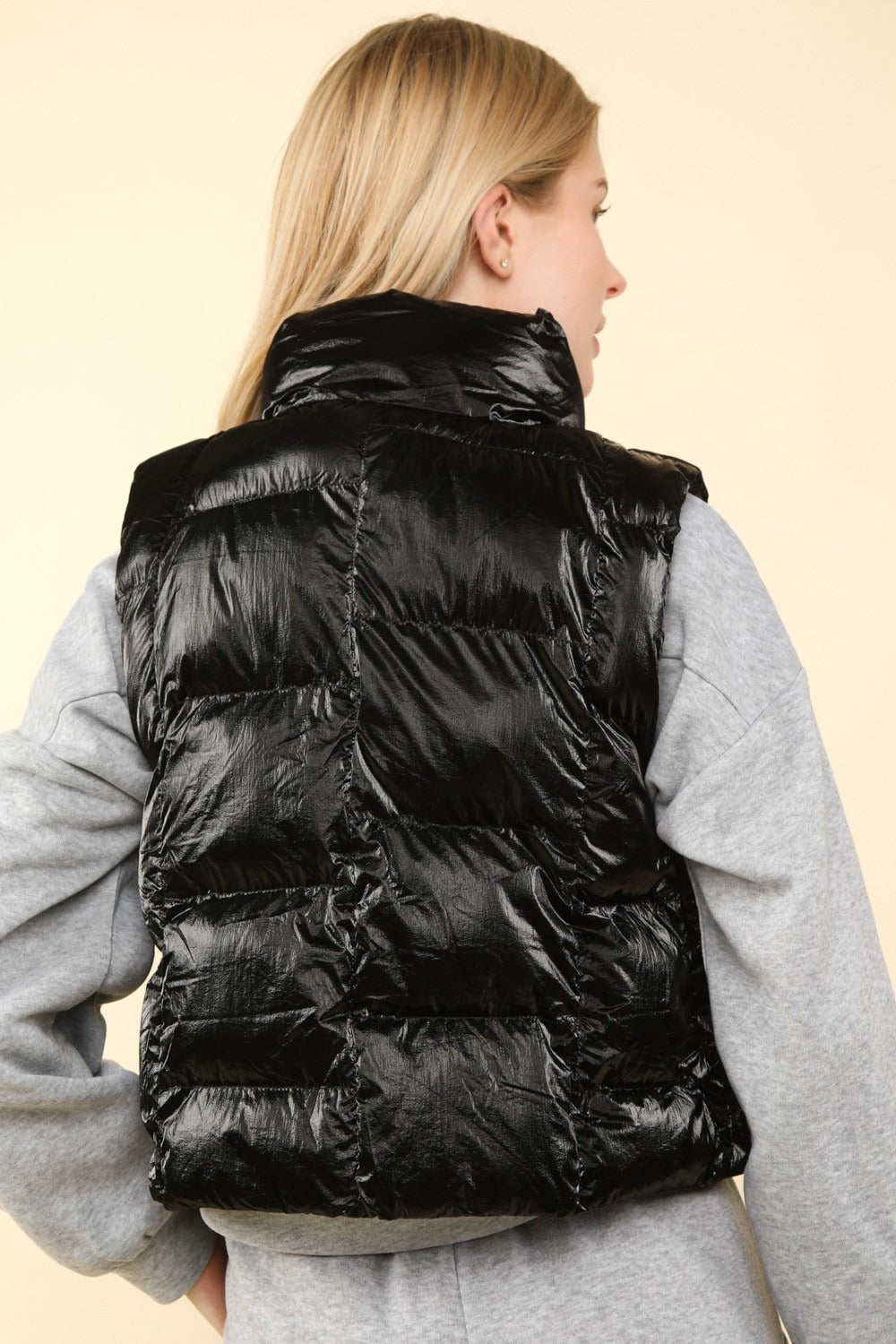 Dagmar | Shiny metallic puffer vest with zip fastening