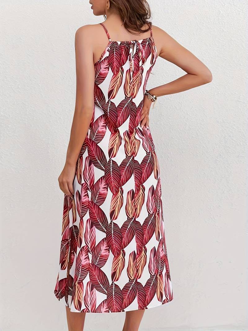 Jocelyn® | Halterneck Beach Dress With Leaf Pattern