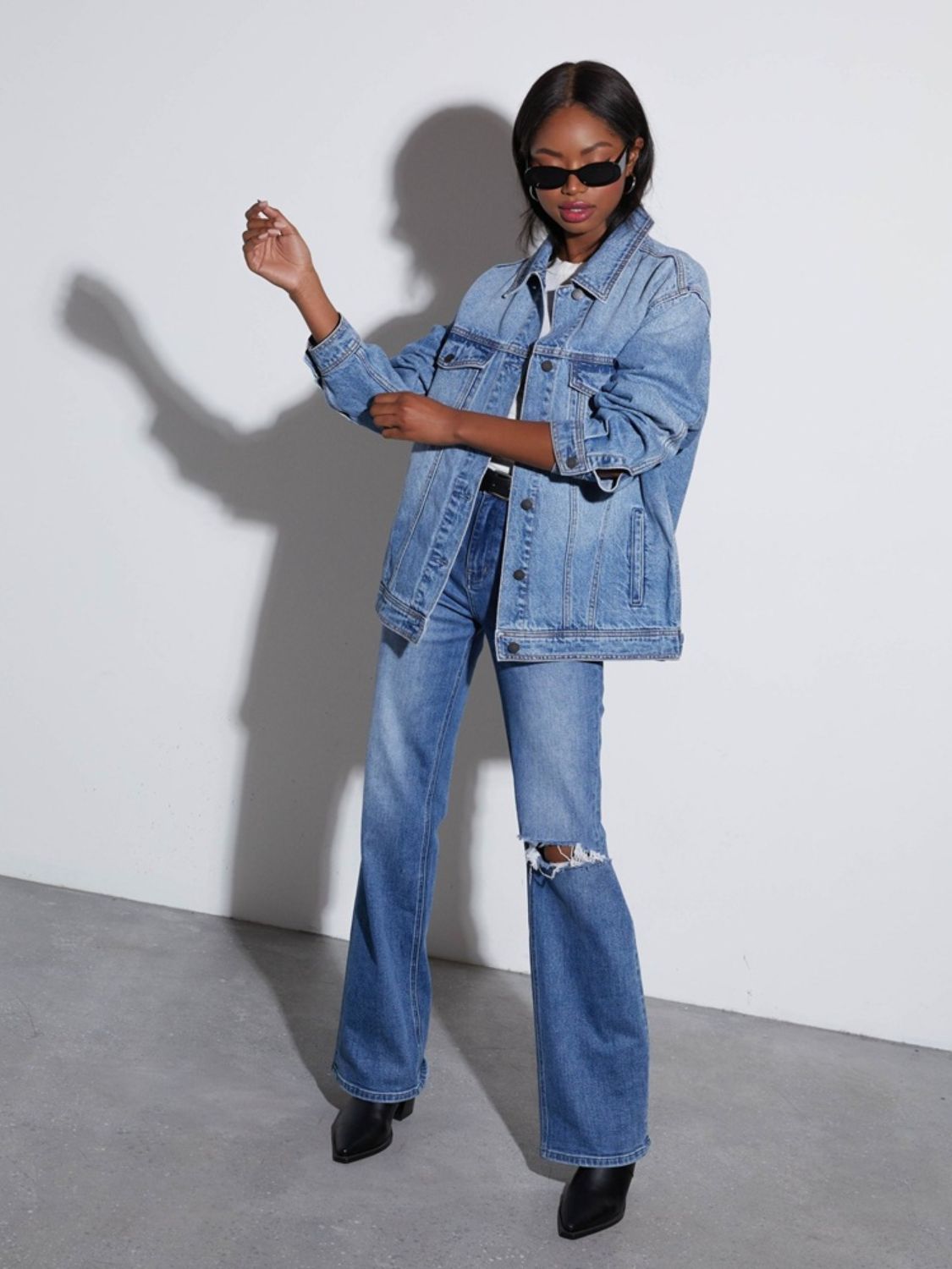 Solveig | Denim jacket with button placket and collar