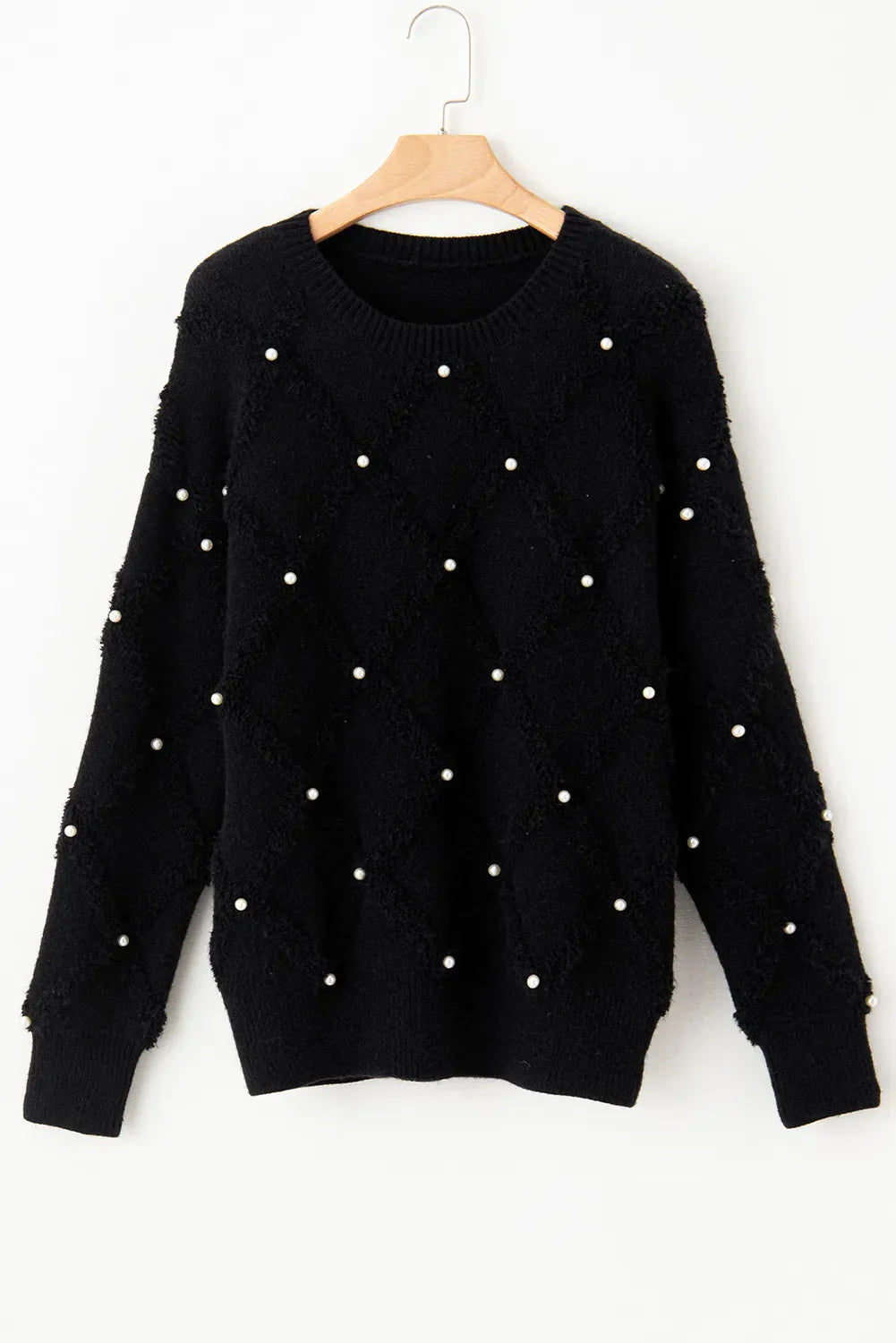 Adina | Long sleeve crew neck sweater with pearl detail