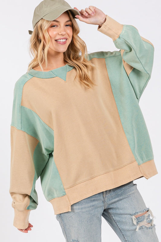 Perla | SAGE + FIG color block crew neck sweatshirt