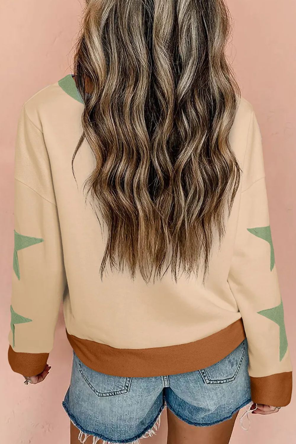 Annelies | Long sleeve sweatshirt with star contrast crew neck