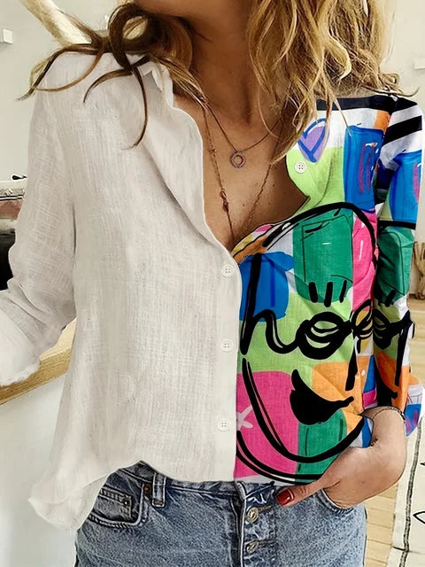 Meghan® | Blouse With Abstract Face Print