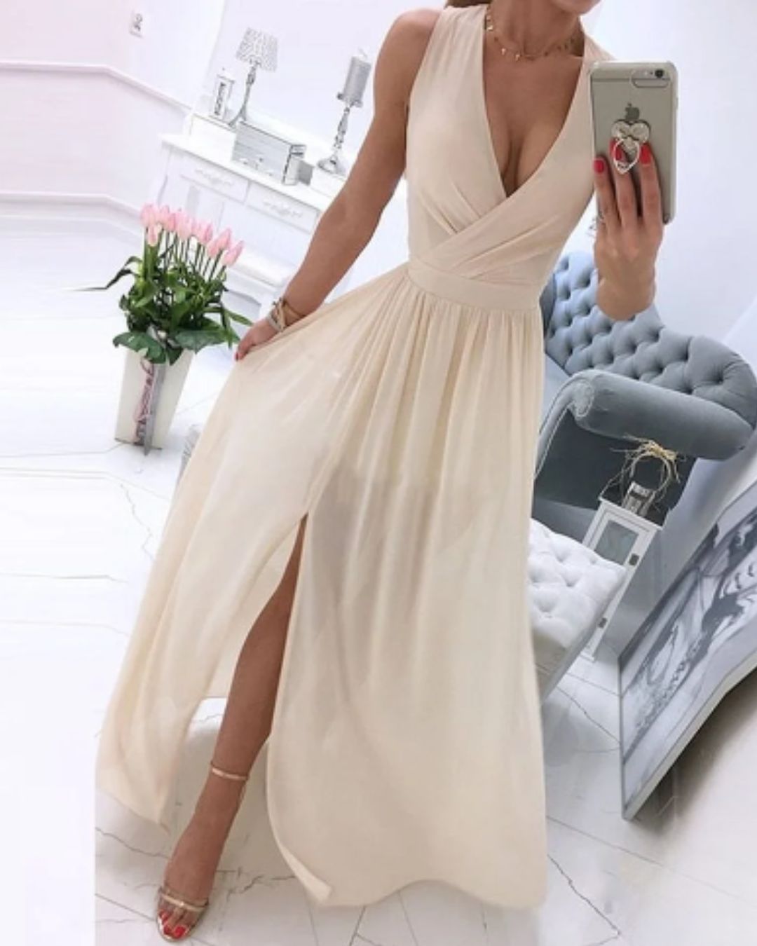Julia® | Sleeveless Beach Dress For Women With A Deep V-Neck