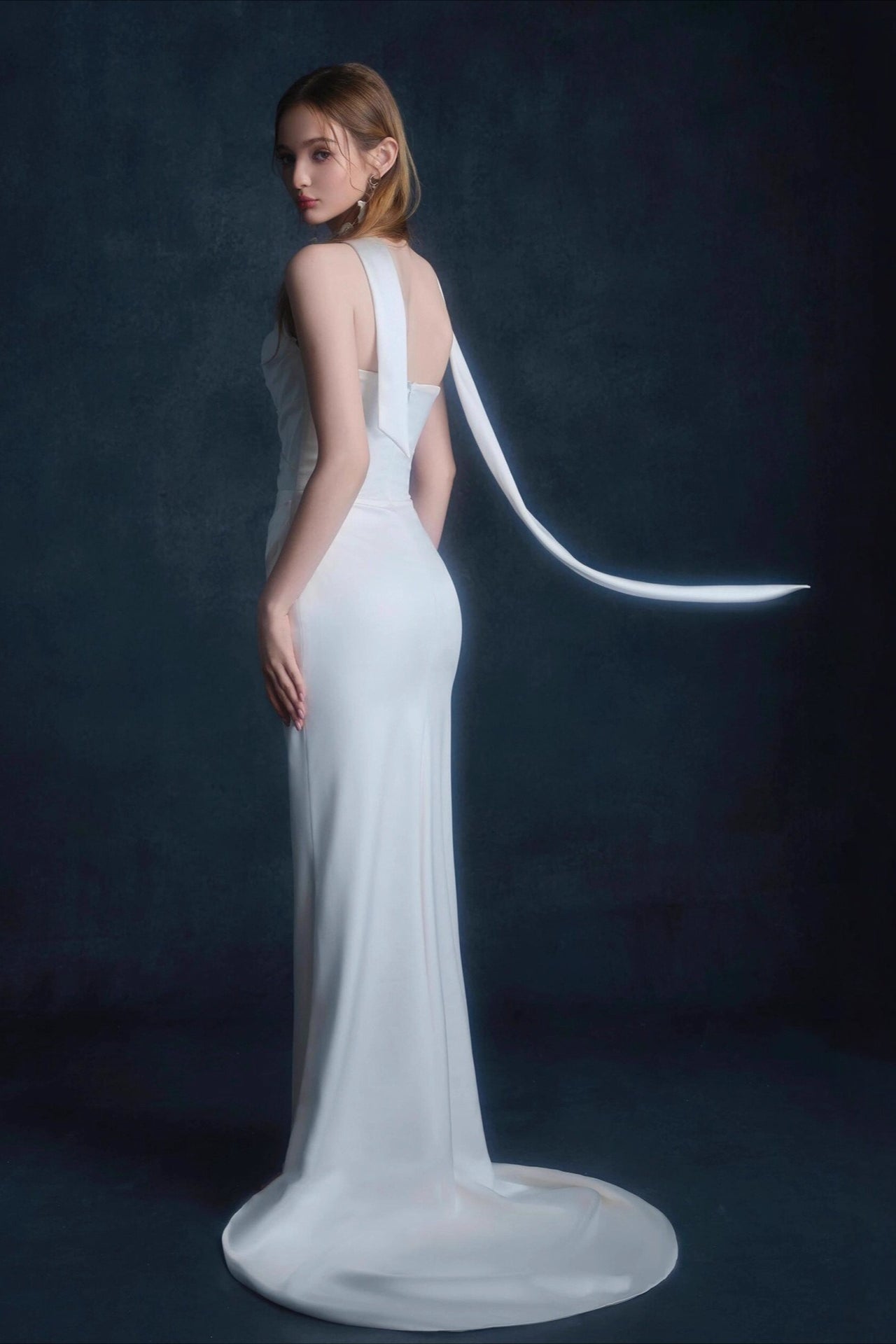 Satin Minimalist Bandeau Mermaid Reception Dress