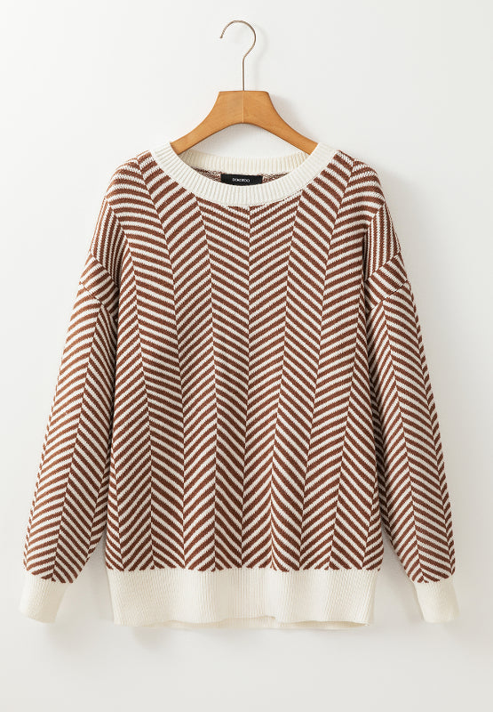 Silvia | Striped long-sleeved sweater with a crew neck