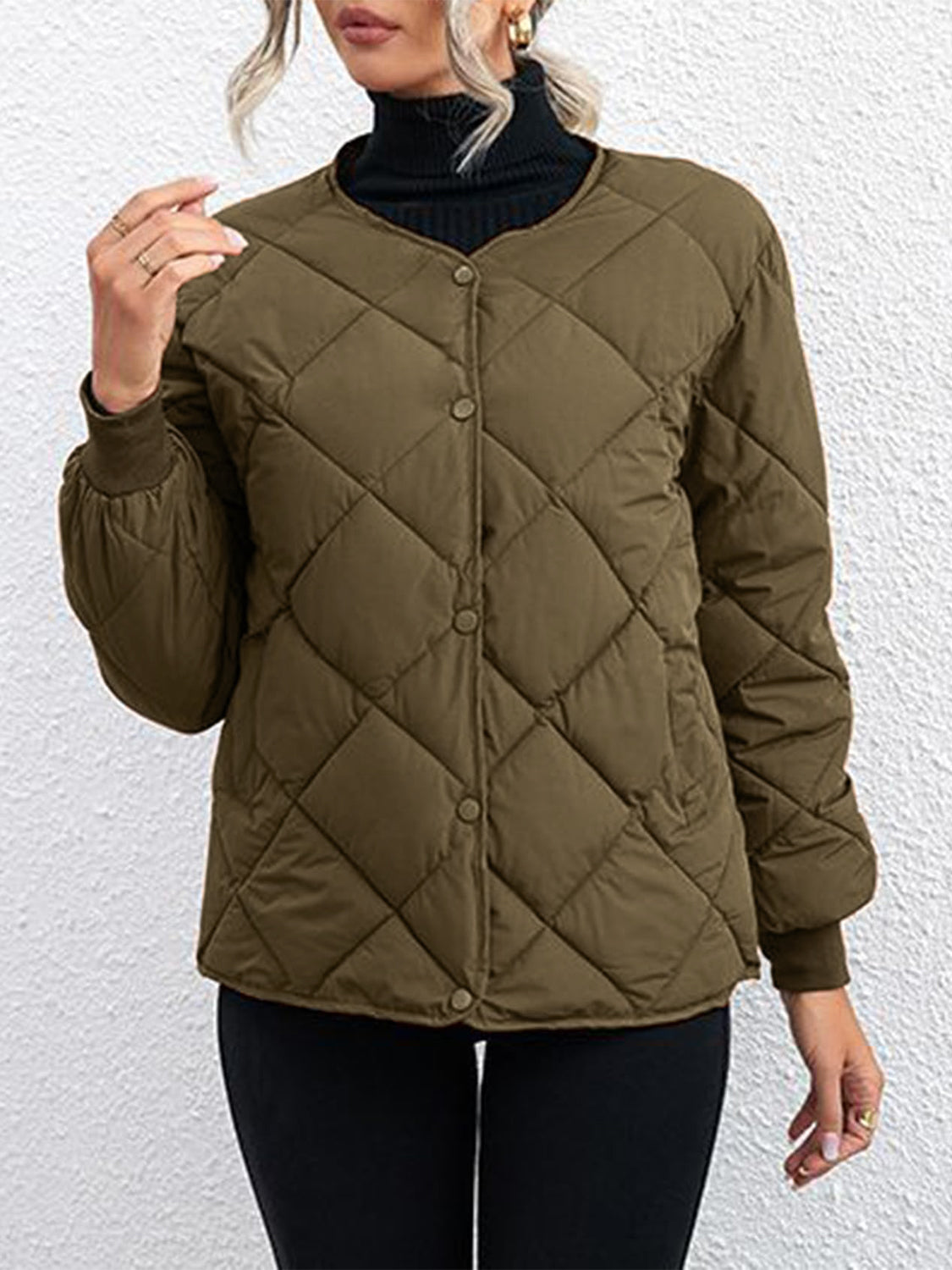 Antonella | Long sleeve winter coat with bubble structure and snap buttons